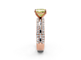 Rose gold Fancy Yellow Princess  Solitaire Diamond with Pave and Channel Set Band_2