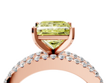Rose gold Fancy Yellow Princess  Solitaire Diamond with Pave and Channel Set Band_4