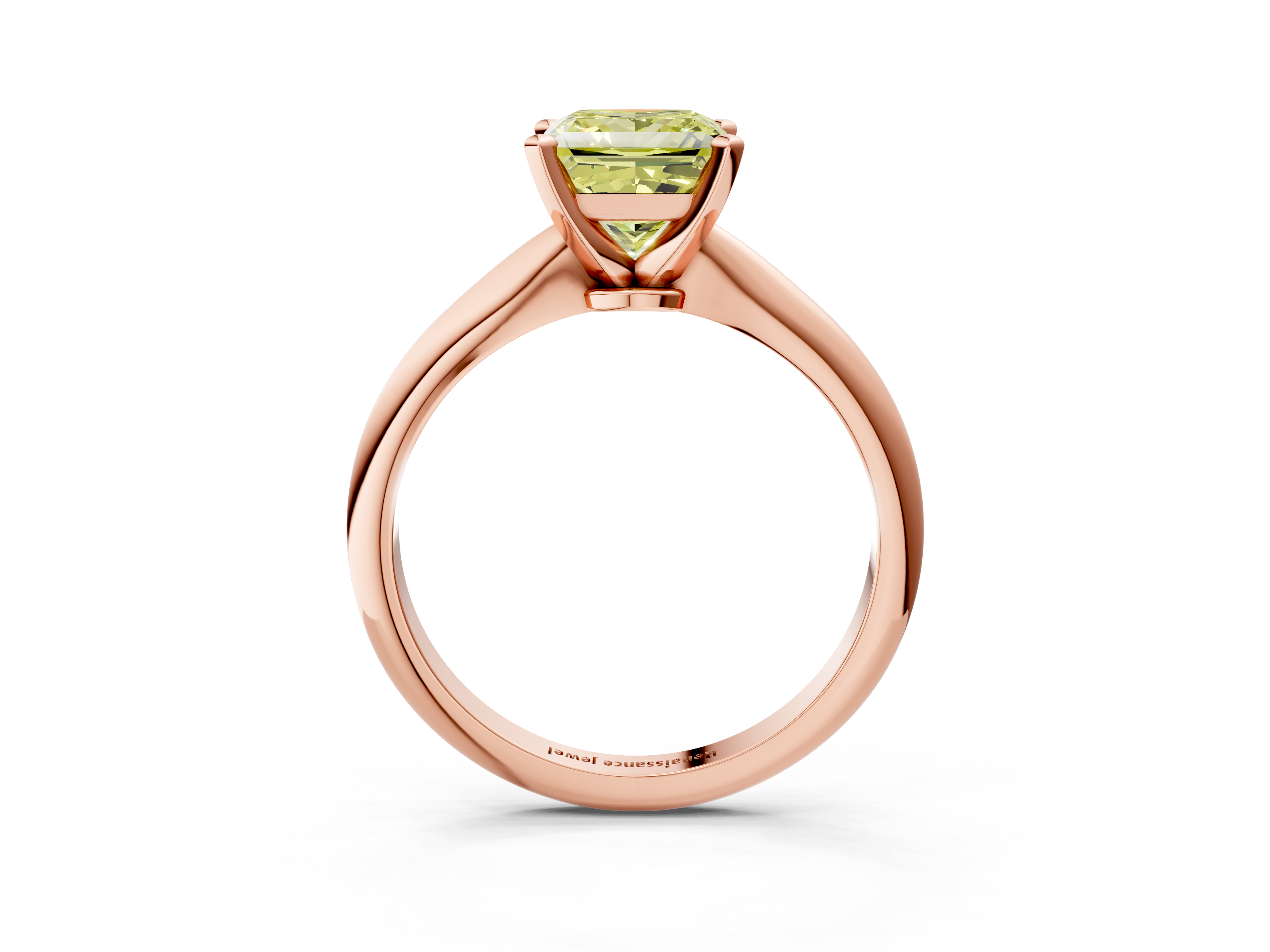 Rose gold Fancy Yellow Princess  Solitaire Engagement Ring with Classic Band and Four-Prong Setting_3