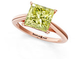 Rose gold Fancy Yellow Princess  Solitaire Engagement Ring with Four-Prong Setting and Classic Band 1