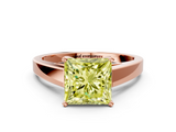 Rose gold Fancy Yellow Princess  Solitaire Engagement Ring with Four-Prong Setting and Tapered Band_3