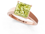 Rose gold Fancy Yellow Princess  Solitaire Engagement Ring with Four-Prong Setting and Tapered Band_4