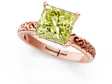 Rose gold Fancy Yellow Princess  Solitaire Engagement Ring with Scrollwork Band and Four-Prong Setting_1