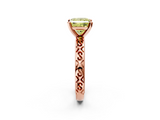 Rose gold Fancy Yellow Princess  Solitaire Engagement Ring with Scrollwork Band and Four-Prong Setting_2