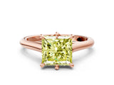 Rose gold Fancy Yellow Princess  Solitaire Engagement Ring with Six-Prong Setting and Classic Band 1