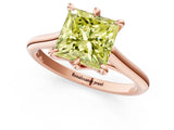 Rose gold Fancy Yellow Princess  Solitaire Engagement Ring with Six-Prong Setting and Classic Band 2