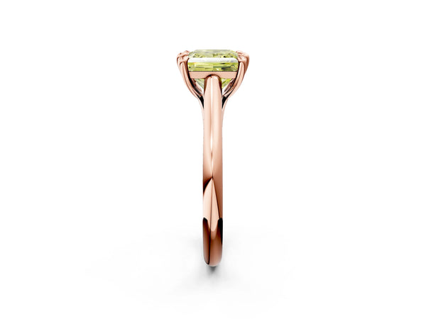 Rose gold Fancy Yellow Princess  Solitaire Engagement Ring with Six-Prong Setting and Classic Band