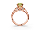 Rose gold Fancy Yellow Princess  Solitaire Filigree Engagement Ring with Halo and Prong Setting_3