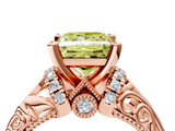 Rose gold Fancy Yellow Princess  Solitaire Filigree Engagement Ring with Halo and Prong Setting_4