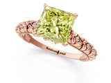 Rose gold Fancy Yellow Princess  Solitaire Floral Milgrain Engagement Ring_31