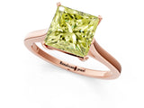 Rose gold Fancy Yellow Princess  Solitaire Heart Prong Engagement Ring with Tapered Band_36