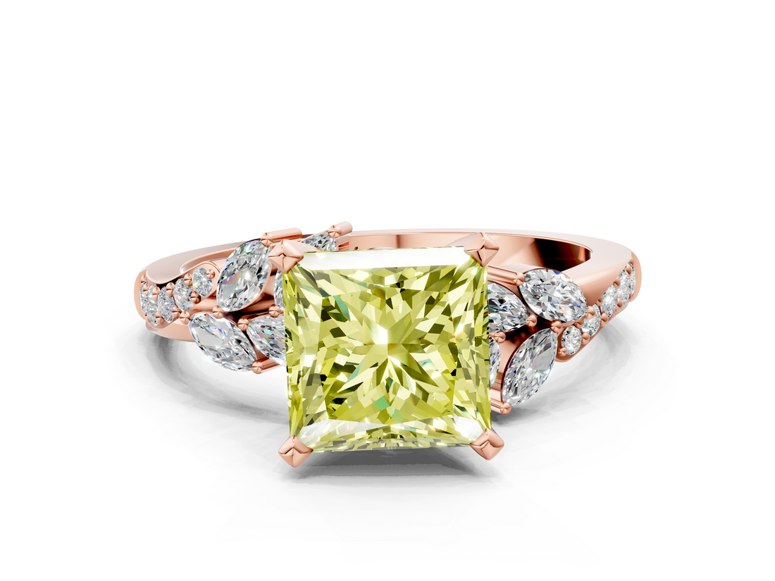 Rose gold Fancy Yellow Princess  Solitaire Marquise Twist Band with Six-Prong Setting
