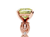 Rose gold Fancy Yellow Princess  Solitaire Milgrain Diamond Engagement Ring with Bezel and Marquise Band_5