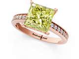 Rose gold Fancy Yellow Princess  Solitaire Pavé Band Prong Setting Ring_1