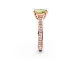 Rose gold Fancy Yellow Princess  Solitaire Pavé Band Prong Setting Ring_2