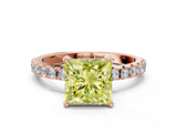 Rose gold Fancy Yellow Princess  Solitaire Pavé Band with Four-Prong Setting