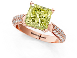 Rose gold Fancy Yellow Princess  Solitaire Pavé Diamond Engagement Ring with Four-Prong Setting_1