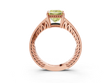 Rose gold Fancy Yellow Princess  Solitaire Pavé Diamond Milgrain Engagement Ring with Four-Prong Setting_3