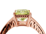 Rose gold Fancy Yellow Princess  Solitaire Pavé Diamond Milgrain Engagement Ring with Four-Prong Setting_4