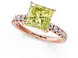Rose gold Fancy Yellow Princess  Solitaire Pave Diamond Engagement Ring with Four-Prong Setting_1