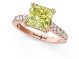 Rose gold Fancy Yellow Princess  Solitaire Pave Diamond Engagement Ring with Prong Setting_1