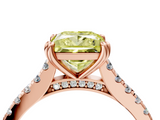 Rose gold Fancy Yellow Princess  Solitaire Pave Diamond Engagement Ring with Prong Setting_4