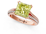 Rose gold Fancy Yellow Princess  Solitaire Pave Split Shank Engagement Ring with Six-Prong Setting_1