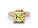 Rose gold Fancy Yellow Princess  Solitaire Pave Split Shank Ring with Four-Prong Setting_81