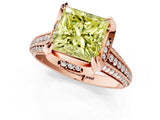 Rose gold Fancy Yellow Princess  Solitaire Pave Split Shank Ring with Four-Prong Setting_82