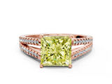 Rose gold Fancy Yellow Princess  Solitaire Split Shank Pavé Diamond Engagement Ring