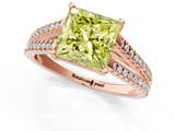 Rose gold Fancy Yellow Princess  Solitaire Split Shank Pavé Diamond Engagement Ring_1