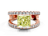 Rose gold Fancy Yellow Princess  Solitaire Split Shank Pave Diamond Ring_24