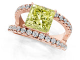 Rose gold Fancy Yellow Princess  Solitaire Split Shank Pave Diamond Ring_25
