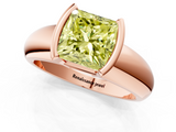 Rose gold Fancy Yellow Princess  Solitaire Tension Set Diamond Ring with Wide Band_1