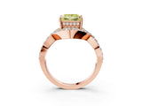 Rose gold Fancy Yellow Princess  Solitaire Twist Band Pavé Diamond Engagement Ring_36