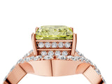 Rose gold Fancy Yellow Princess  Solitaire Twist Band Pavé Diamond Engagement Ring_37