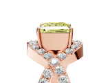 Rose gold Fancy Yellow Princess  Solitaire Twist Band Pavé Diamond Engagement Ring_38