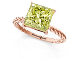 Rose gold Fancy Yellow Princess  Solitaire Twist Band Ring with Four-Prong Setting_67
