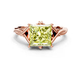 Rose gold Fancy Yellow Princess  Solitaire Twist Band Six-Prong Setting 1