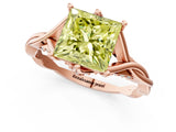 Rose gold Fancy Yellow Princess  Solitaire Twist Band Six-Prong Setting 2