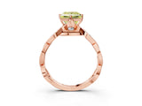 Rose gold Fancy Yellow Princess  Solitaire Twist Band with Leaf Prong Setting 3