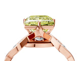 Rose gold Fancy Yellow Princess  Solitaire Twist Band with Leaf Prong Setting 4