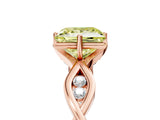 Rose gold Fancy Yellow Princess  Solitaire Twist Band with Leaf Prong Setting 5
