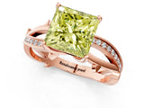 Rose gold Fancy Yellow Princess  Solitaire Twist Band with Pavé Accents and Four-Prong Setting_21