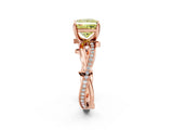 Rose gold Fancy Yellow Princess  Solitaire Twist Band with Pavé Accents and Four-Prong Setting_22