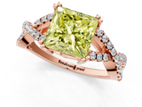 Rose gold Fancy Yellow Princess  Solitaire Twist Band with Pavé Setting and Four-Prong Setting_1