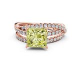Rose gold Fancy Yellow Princess  Solitaire Twist Band with Pavé Setting and Four-Prong Setting_17
