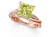 Rose gold Fancy Yellow Princess  Solitaire Twist Band with Pave Prong Setting_1