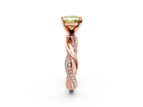 Rose gold Fancy Yellow Princess  Solitaire Twist Band with Pave Prong Setting_2