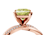 Rose gold Fancy Yellow Princess  Solitaire Twist Band with Pave Prong Setting_4